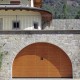 wooden arched garage door